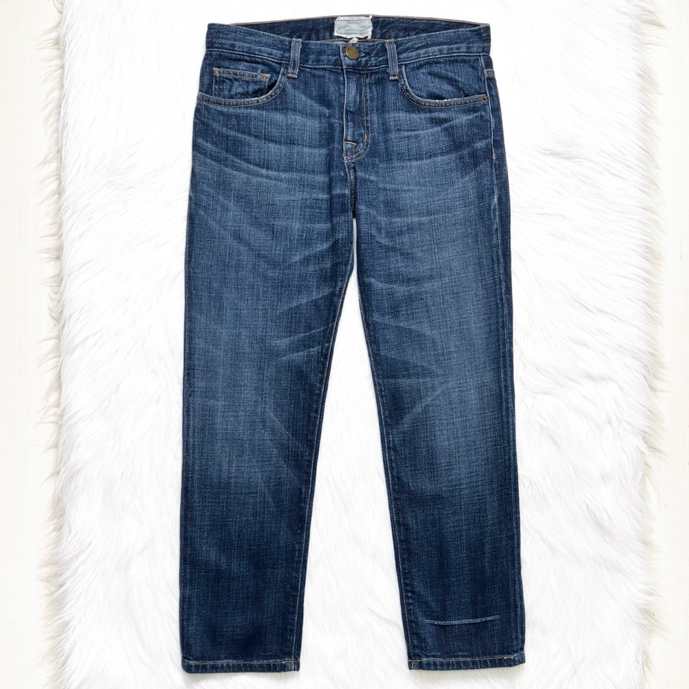 SOLD-Current/Elliott Distressed Medium Wash Cropped Slouchy Boyfriend Jeans - Picture 3 of 12